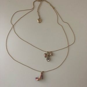 Betsy Johnson Double Chain Bow and Shoe Necklace